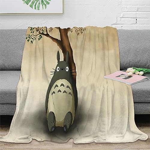 3D-Überwurfdecke Mein Nachbar Totoro Cartoon-Totoro-Flanelldecke wendbar weich warm flauschig dick Decken für Kinder Mädchen Jungen Überwurfdecke für Couch Bett Sofa 127x152cm von MEFESE
