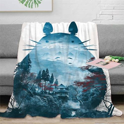 Blue-Cute Totoro Fleecedecke Decke Dazzling Neon Color Flanell Fleecedecke Super Weiche Für Bett Sofa Schlafzimmer Büro Decken Für Sofa Bettwäsche Set Extra Flauschig Als Sofadecke 40x50inch(100x130c von MEFESE