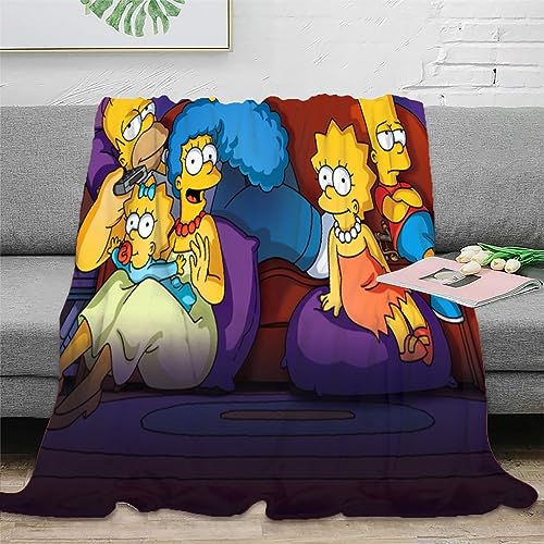 MEFESE Gemusterte Überwurfdecke mit 3D-Druck Die Simpsons modischer Flanellüberwurf für Camping Outdoor leichte gemütliche Plüschdecke für Couch Bett 150x200cm von MEFESE