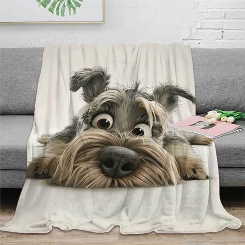 MEFESE Shy Schnauzer-Dog 3D Wohndecke Flanell Mikrofaser Vier Jahreszeiten Flauschig Decke Perfekt Für Bett Decken Für Sofa Für Kinder, Teenager Und Erwachsene Tagesdecke · 70x80inch(180x200cm) von MEFESE