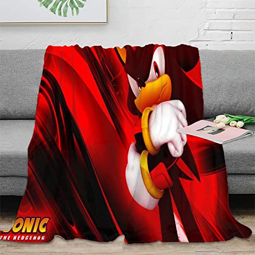 Überwurfdecke Sonic The Hedgehog-Muster weiche Fleecedecke für Couch Bett Sofa dekorativ gemütlich Plüsch warm Flanell weich und bequem Flanelldecke 150x200cm von MEFESE