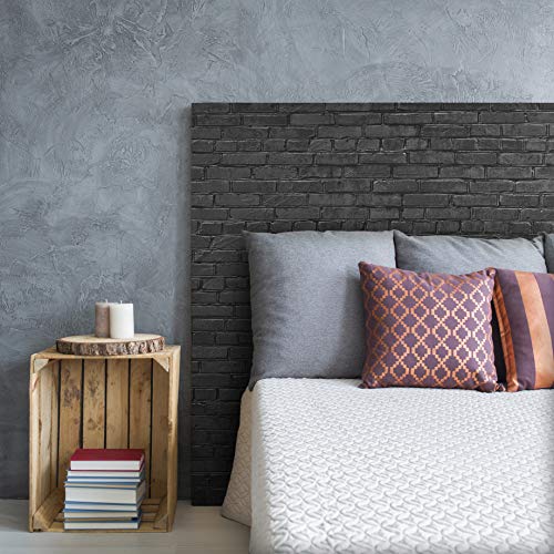 MEGADECOR Kopfteil dekorative PVC-Bett wirtschaftliche Schwarze Ziegelsteinbeschaffenheit oder dunkle Wand Verschiedene Maßnahmen (200 cm x 60 cm) von MEGADECOR