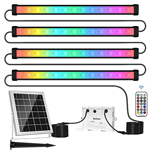 LED Strahler Außen MEIHUA Solar RGB Wallwasher Licht Dimmbar LED Party Lichter Timer RGB LED Partylicht IP66 Discolicht Partybeleuchtung für Aussen DJ Disco Party Garten Karneval 4 in 1 von MEIHUA