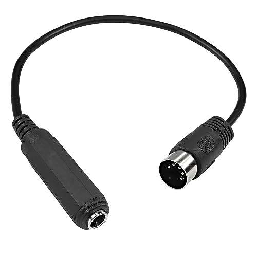 MEIRIYFA 6,35mm Buchse auf DIN 5 Pin MIDI Kabel, MIDI Stecker auf 6,35mm (1/4) Buchse TRS Stereo Audio Adapter Kabel für Lautsprecher, Verstärker, Mixer auf MIDI Keyboard - 35cm von MEIRIYFA