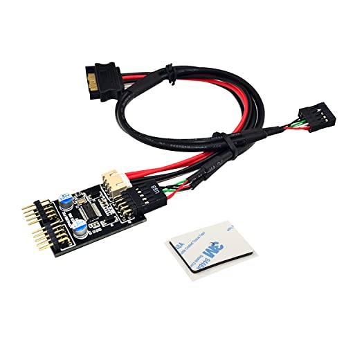 MEIRIYFA Motherboard USB 2.0 9pin Header Männlich 1 bis 2 Weiblich Verlängerung Hub Splitter Kabel, 9 Pin USB Interner Header Y Splitter Kabel - 0.3M von MEIRIYFA