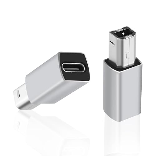 MEIRIYFA USB C auf USB B Drucker Adapter, USB Typ C Buchse auf Drucker Stecker Konverter Adapter Kompatibel mit MIDI Scanner, Drucker, Eectric Pianos, Synthesizer - 2PCS (Grau) von MEIRIYFA