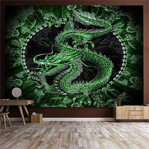 MEKPAM Anime Drachen Lotus Wandteppich Chinesischer Drache Totem Wanddekoration Sternenhimmel Drachen Wandteppiche Heimtextilien 230x180cm von MEKPAM