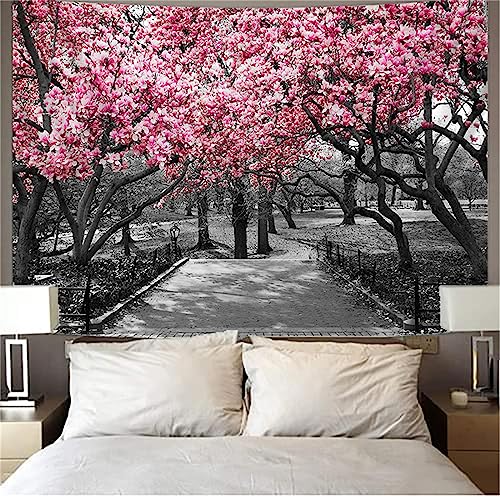 MEKPAM Cherry Blossom Avenue Tapisserie Wandbehang Landschaft Wandteppich Für Zuhause Wohnzimmer Schlafzimmer Wohnheim Wanddekoration 230x180cm von MEKPAM