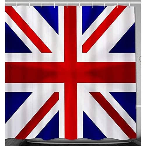 MEKPAM Duschvorhang Union Jack Flag Uk Tuch Stoff Dekor Set Mit Kunststoffhaken Duschvorhänge 180x180cm von MEKPAM