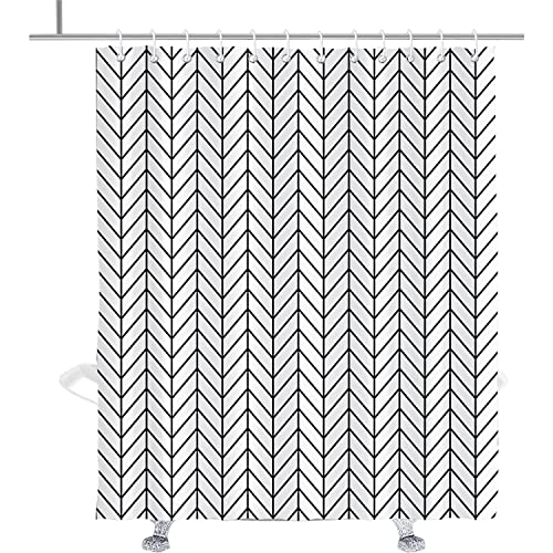 MEKPAM Fischgrät Duschvorhang Geometrische Streifen Badevorhänge Dekor Sets Öse 180X180cm von MEKPAM