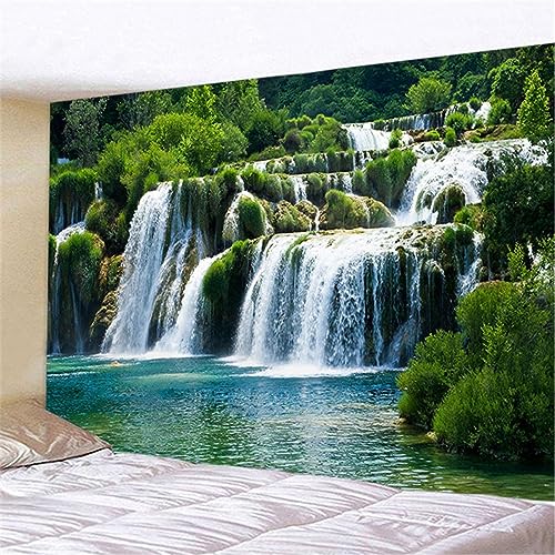 MEKPAM Wandteppichwandteppichschöner Wasserfall Waldteppich Böhmische Dekoration Landschaft Groß Bettlaken Hintergrund Wanddecke 200x150cm von MEKPAM