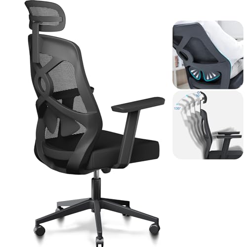 MELOKEA ReliefBack S1 Bürostuhl, Schreibtischstuhl Ergonomisch, Ergonomischer Bürostuhl, Wippfunktion, Verstellbare Kopfstütze und Armlehnen, Höhenverstellbar, Netzrückenlehne, Ergonomic Office Chair von MELOKEA