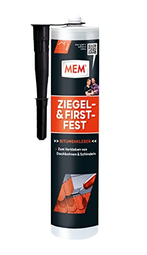 MEM Ziegel- und Firstfest, Lösemittelfreier Bitumenkaltklebestoff, Besonders hohe Klebkraft, Für Schindeln und Bitumen-Dachbahnen, Dunkelbraun, 445 g von MEM