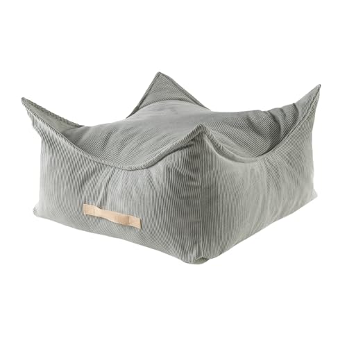 MEOWBABY Gemütlicher quadratischer Cord-Sitzsack für Kinder und Kleinkinder – bequemer, waschbarer, weicher Sitz – süßer gefüllter Sitzsack zum Lesen, Spielen, Schlafen im Schlafzimmer und mehr – Grau von MEOWBABY