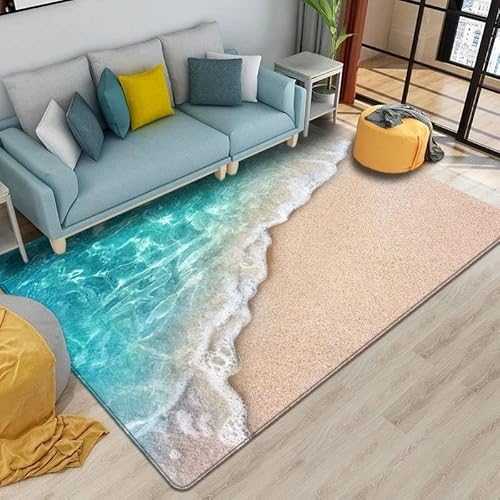MERVOS Beach Waves 3D Printed Carpet Wohnzimmer Schlafzimmer Kinderzimmer Badezimmer Fußmatten von MERVOS