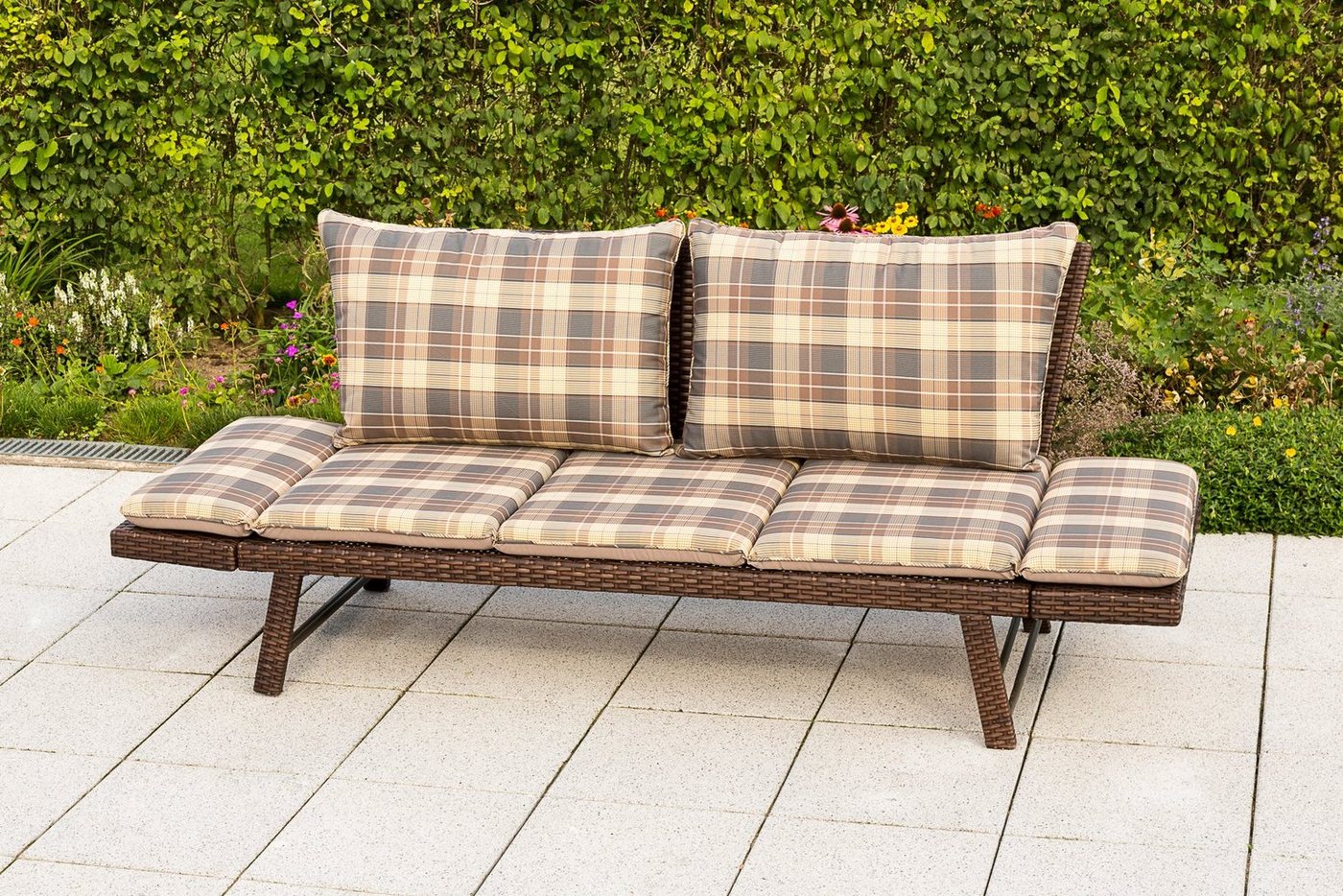 MERXX Gartenbank Daybed Rattan, BxTxH: 172x64x78 cm, mit Auflage und Rückenkissen von MERXX