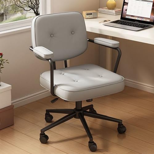 MESCXTY B, Mid Century Bürostuhl aus Leder, höhenverstellbarer Schreibtischstuhl mit Schaukellehne und gepolsterter Armlehne, moderner Rollstuhl für Home Office MESCXTY B, Mid Century Bürostuhl aus Leder, höhenverstellbarer Schreibtischstuhl mit Schaukellehne und gepolsterter Armlehne, moderner Rollstuhl für Home Office von MESCXTY