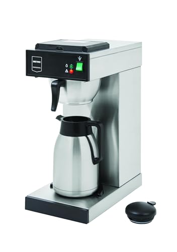 METRO Professional Kaffeemaschine GCT2001, Edelstahl, 21.5 x 41.5 x 52 cm, 2.3 L (Wassertank), 2000W, mit Thermoskanne (2 L), 100 x Papierfilter, Temperaturbereich: 30-98°C, silber von METRO Professional