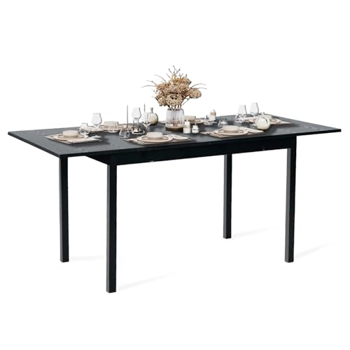 MEUBLE COSY Esstisch Ausziehbar Küchentisch für 4-6 Personen Vintage Industrial Esszimmertisch Metallgestell für Esszimmer, Küche, 120-160x80x75cm, Schwarz MEUBLE COSY Esstisch Ausziehbar Küchentisch für 4-6 Personen Vintage Industrial Esszimmertisch Metallgestell für Esszimmer, Küche, 120-160x80x75cm, Schwarz von MEUBLE COSY