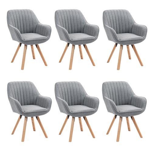 MEUBLE COSY Esszimmerstühle Drehbar 6er Set Küchenstuhl Polsterstuhl Drehstuhl mit Armlehne Sessel Schminkstuhl aus Stoff Massivholzbeine für Esszimmer Wohnzimmer Arbeitszimmer, Grau MEUBLE COSY Esszimmerstühle Drehbar 6er Set Küchenstuhl Polsterstuhl Drehstuhl mit Armlehne Sessel Schminkstuhl aus Stoff Massivholzbeine für Esszimmer Wohnzimmer Arbeitszimmer, Grau von MEUBLE COSY