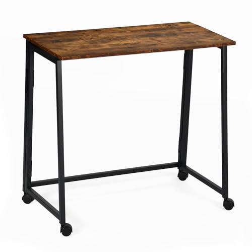 MEUBLE COSY Klapptisch mit Rollen Kleiner Klappbarer Schreibtisch Laptoptisch aus Holz und Metall Computertisch fürs Büro, Wohnzimmer, Home Office, Industrial Style, Braun MEUBLE COSY Klapptisch mit Rollen Kleiner Klappbarer Schreibtisch Laptoptisch aus Holz und Metall Computertisch fürs Büro, Wohnzimmer, Home Office, Industrial Style, Braun von MEUBLE COSY