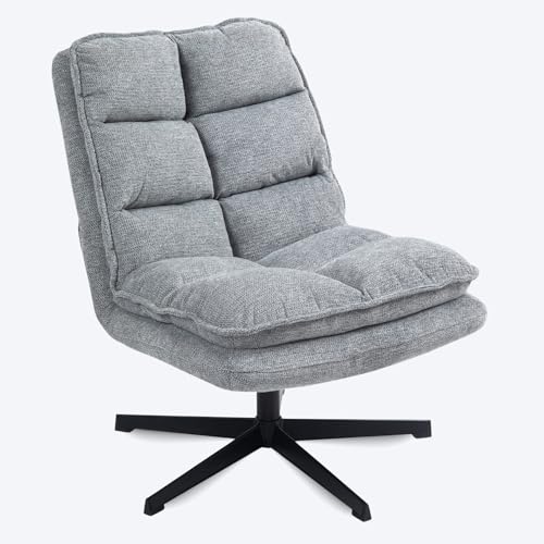 MEUBLE COSY Sessel 360° Drehbar Einzelsofa Faltbar Loungesessel Relaxsessel mit Armlehne Design Drehsessel, Metallbeine, für Wohnzimmer Schlafzimmer, Grau, 65x79.5x85cm, Metall Stoff von MEUBLE COSY