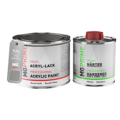 MG PRIME RAL 7036 Platingrau/Platinum grey Acryl-Lack glänzend 0,75 Liter / 750 ml Dose inkl. Härter von MG PRIME