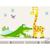 Wandtattoo "Giraffe & Krokodil" Aus Der Tierserie Walltattoo Afrika Afrikazimmer Babyzimmer Kinderzimmer Wandsticker Walltattoo von MHBilder