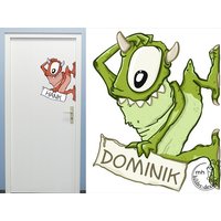 Wandtattoo "Monster Türschild" Kinderzimmer Kinder Kinderdeko Wanddeko Wandsticker Wandaufkleber Monsterchen Junge von MHBilder