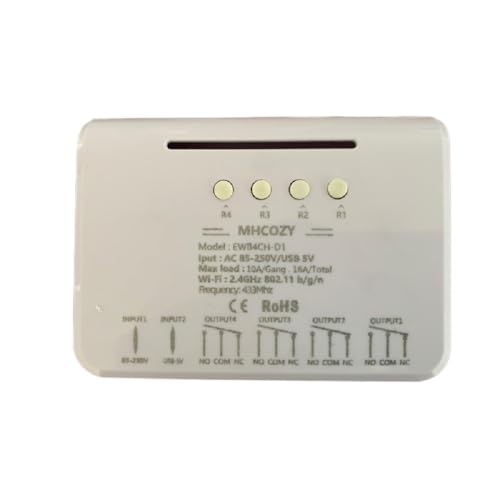 MHCOZY Ewelink WiFi-Relais, selbsthemmend/verriegelnd/momentan Relaisschaltermodul, arbeiten Sie mit Alexa Assistant(220V 4CH WIFI RF) von MHCOZY