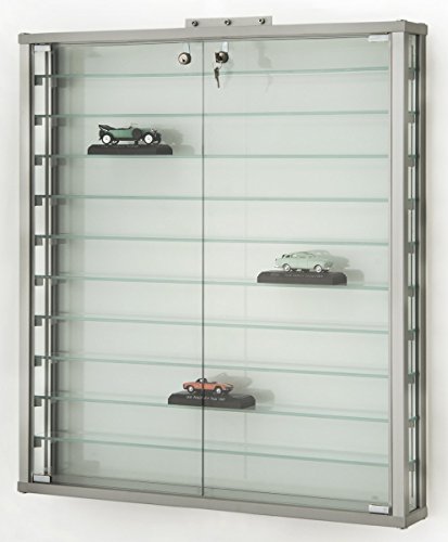 MHN Wandvitrine T 11 x B 78 x H 86,5 cm - schmale Sammler Hängevitrine abschließbar - kleine Glas-Vitrine Wand hängend - Sammlervitrine ohne Beleuchtung von MHN