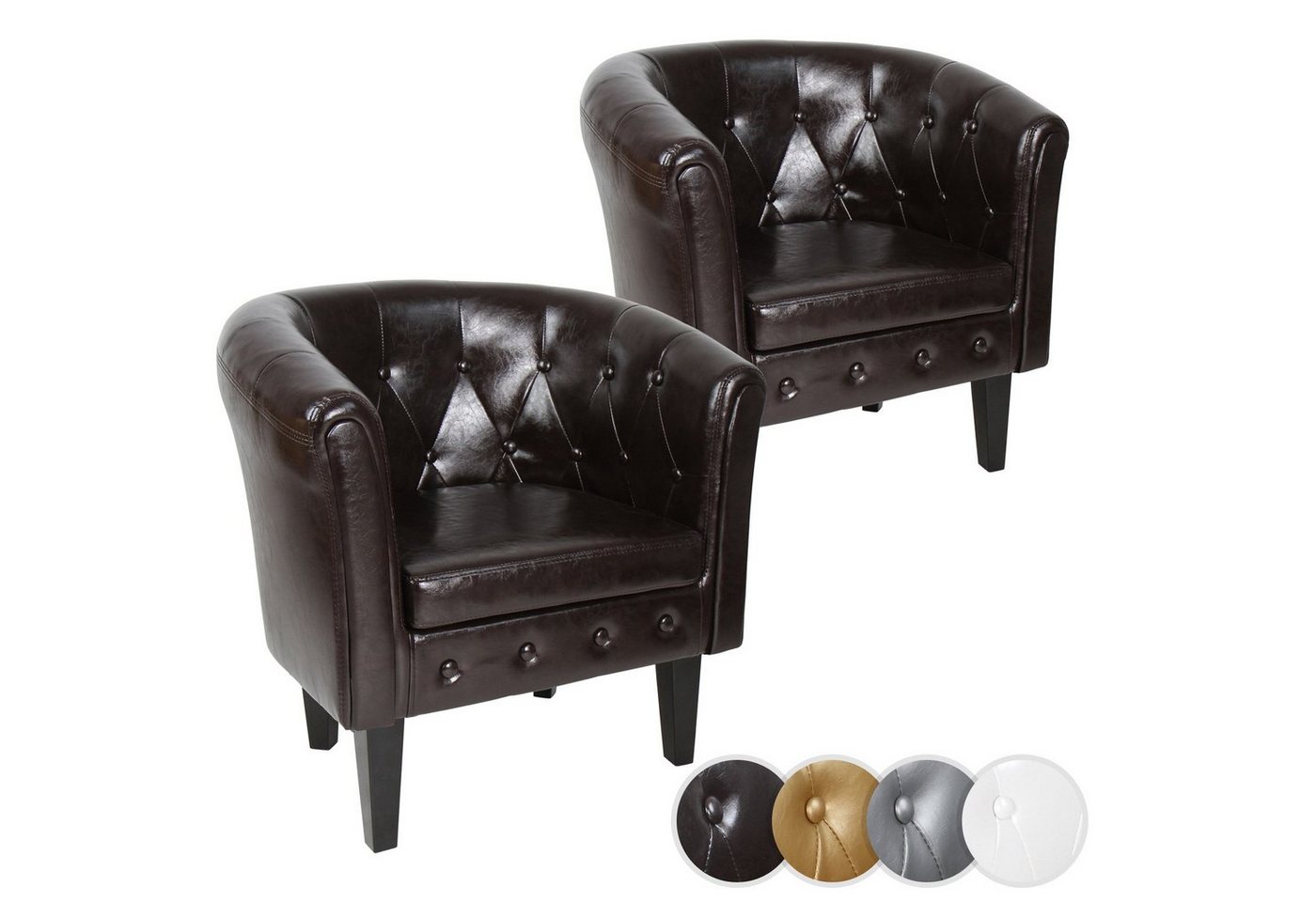 MIADOMODO Chesterfield-Sessel Chesterfield Sessel Loungesessel Clubsessel Cocktailsessel Sofa (2-St) von MIADOMODO