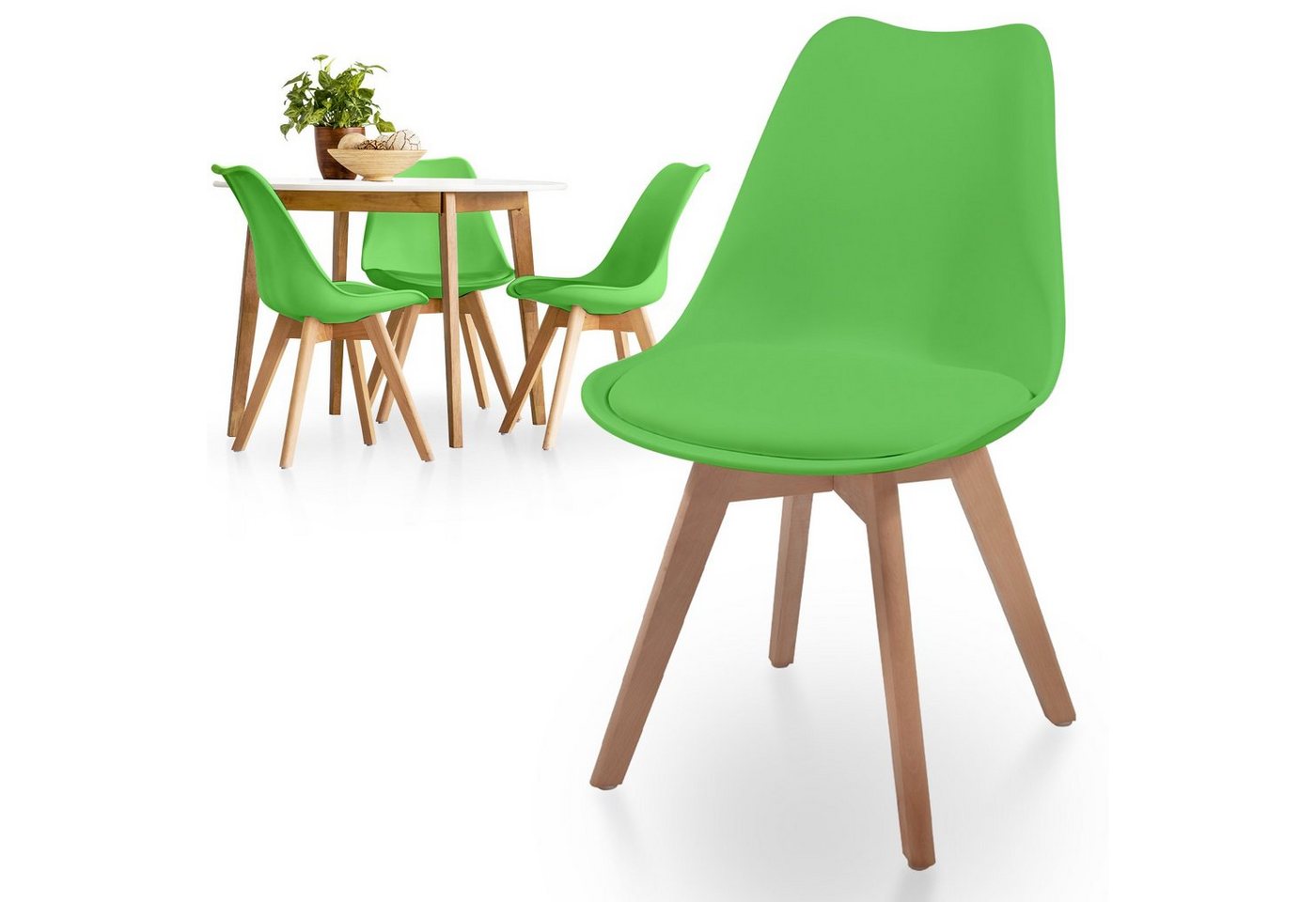 MIADOMODO Esszimmerstuhl Esszimmerstühle 2/4/6/8er Set - aus Kunststoff & Massivholz, Farbwahl (4 St) von MIADOMODO