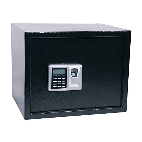MICEL - 13388 - Safe mit elektronischem Schloss, Fingerabdruck und Sicherheitsschlüssel, inkl. 4 AA-Batterien und zwei Schlüsseln, Schwarz, 350 x 250 x 250 mm von Micel