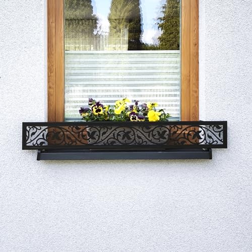 MIHIMO design Blumenkasten Halterung für Fensterbank außen, Fensterbank-Absturzsicherung, Fenstergitter Blumenkästen,sichert Blumentopf, Balkonkasten, Verschiedene Modelle und Größen FLORA 155 von MIHIMO design