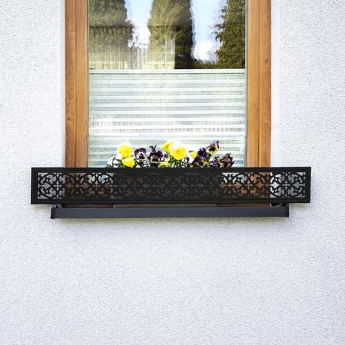 MIHIMO design Blumenkasten Halterung für Fensterbank außen, Fensterbank-Absturzsicherung, Fenstergitter Blumenkästen,sichert Blumentopf, Alle Modelle und Größen Ornament, 155 (133 cm-153 cm) von MIHIMO design