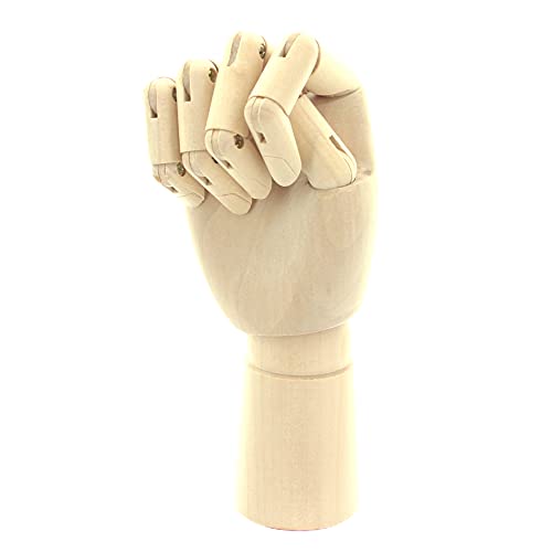MIK funshopping Handmodell Modellhand aus Holz mit gegliederten, flexiblen Fingern, Dekohand Holzhand zur Schmuckaufbewahrung, Schmuckhalter (18cm hoch, Blanko Holz) von MIK funshopping