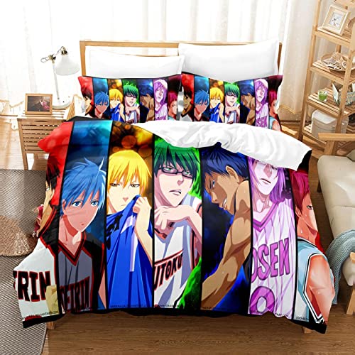 Bettwäsche Set,3D Drucken Bettbezug,Anime Kurokos Basketball Farbe 3D mit Reißverschluss und Kissenbezug-Single 140*200 von MIKUAJ