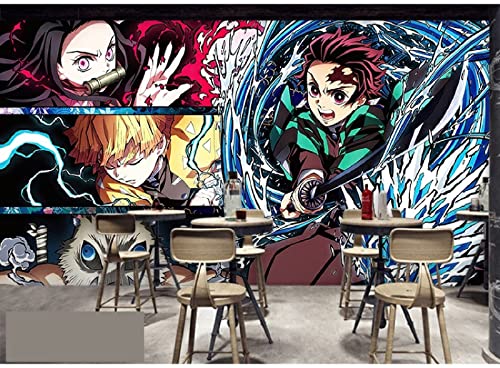 Tapeten Anime Demon Slayer Farbe 3d Manga Schlafzimmer Wohnzimmer Hintergrund Wand-312x219cm(LxH) von MIKUAJ