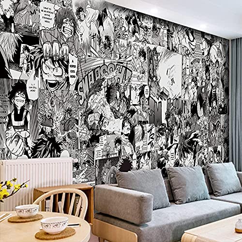 Tapeten Anime My Hero Academia Schwarz Weiß fototapeten vlies wanddekoration wohnzimmer schlafzimmer -140x100cm(WxH) von MIKUAJ