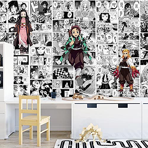 Tapeten Japanischer Anime Demon Slayer Manga Restaurant Restaurant Studio Schwarz Weiß fototapeten vlies wanddekoration wohnzimmer schlafzimmer -140x100cm(WxH) von MIKUAJ