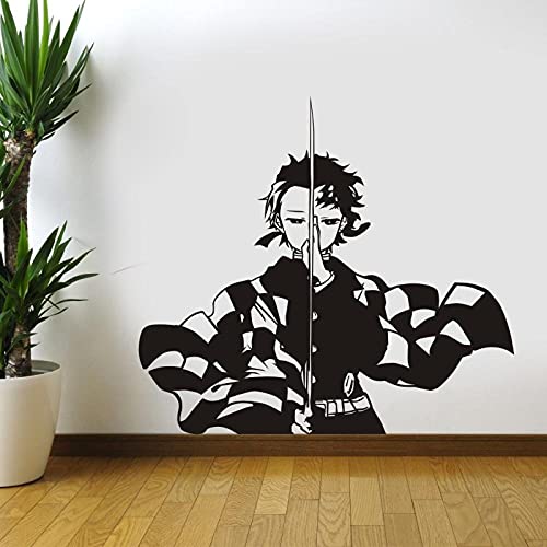 Wandtattoo wandaufkleber, wandsticker aufkleber，Cartoon Anime Manga Demon Slayer Blade Schwarz Wohnzimmer Schlafzimmer Dekoration DIY-50*80cm von MIKUAJ