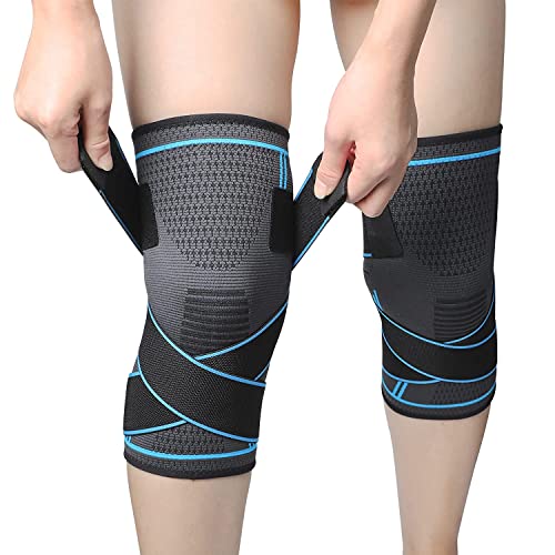 MILAIUN Kniebandage 2er set, Kniestütze Sport für Männer Damen, Rutschfeste Atmungsaktiv Unisex Knieorthese, Für Outdoor Sportarten Oder Kraftübungen (2XL) von MILAIUN