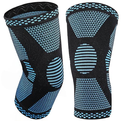 MILAIUN Kniebandage, Kniebandage Damen/Männer, Kompression Kniestütze mit Anti-Rutsch-Streifen & Elastische, Bandage Knie für Sport, Orthopädische, Arthrose,Meniskus, Krafttraining(Blau-L). von MILAIUN