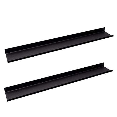 MILUKA Wandregale Aus Metall Schwarz | 2er Set Schweberegale 110 cm Long, Wandboards, Für Dekos, Bilderrahmen, Buch, Für Schlafzimmer, Küche, Büro, Wohnzimmer | Metallregal Schwarz von MILUKA