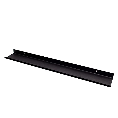 MILUKA Wandregal Schwarz Metall | Regal Wand 110 cm Long | Wandboards, Für Dekos, Bilderrahmen, Buch, Für Schlafzimmer, Küche, Büro, Wohnzimmer | Schwebendes Regal für Wände Schwarz von MILUKA