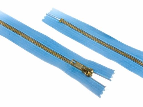15,2 cm/15 cm schweren Messing Metall geschlossen Ende Jean Reißverschlüsse hellblau – Pro Single Zip von MINERVA