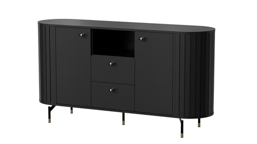 MINIO go for it, Kommode „ZAMA“ 150 cm, Zwei Schubladen, dekorative abgerundete Seiten, Schwarze Farbe MINIO go for it, Kommode „ZAMA“ 150 cm, Zwei Schubladen, dekorative abgerundete Seiten, Schwarze Farbe von MINIO go for it