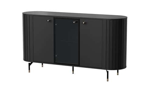 MINIO go for it, Kommode „ZAMA“ 150 cm, mit Glastür, dekorative abgerundete Seiten, Schwarze Farbe MINIO go for it, Kommode „ZAMA“ 150 cm, mit Glastür, dekorative abgerundete Seiten, Schwarze Farbe von MINIO go for it
