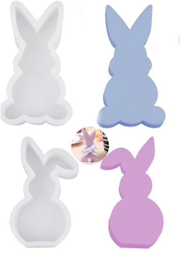 MINISONA 2 Stück Ostern 3D Kaninchen Silikonformen Gießformen,Kerze Kerzenformen Hasenform, Osterhase Silikonform für DIY Seife, Kerzen,Handwerk，Ostergeschenke (C) von MINISONA